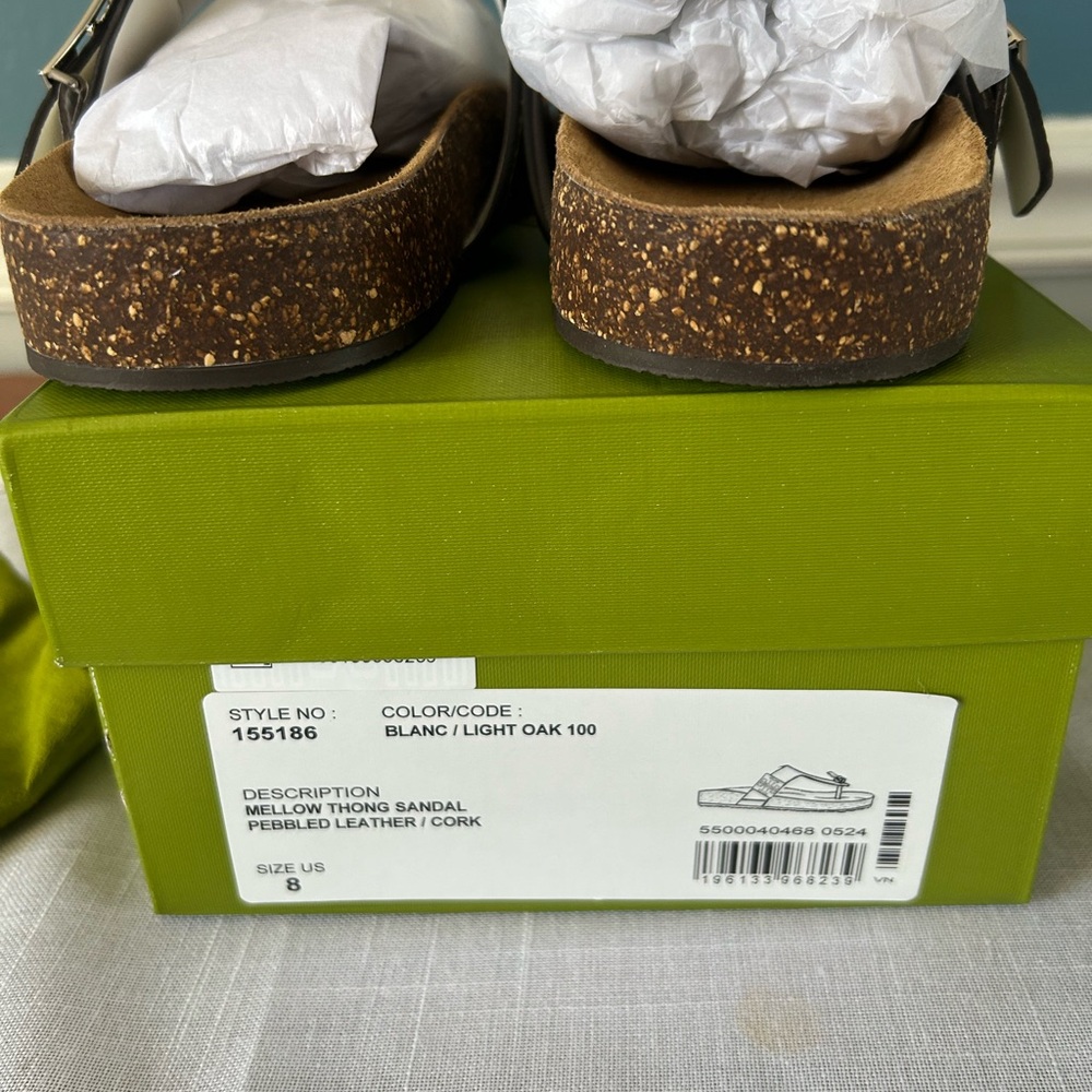 NEW Tory Burch Mellow Thong Sandals - Pebbled Leather/cork size 8 - Picture 2 of 6